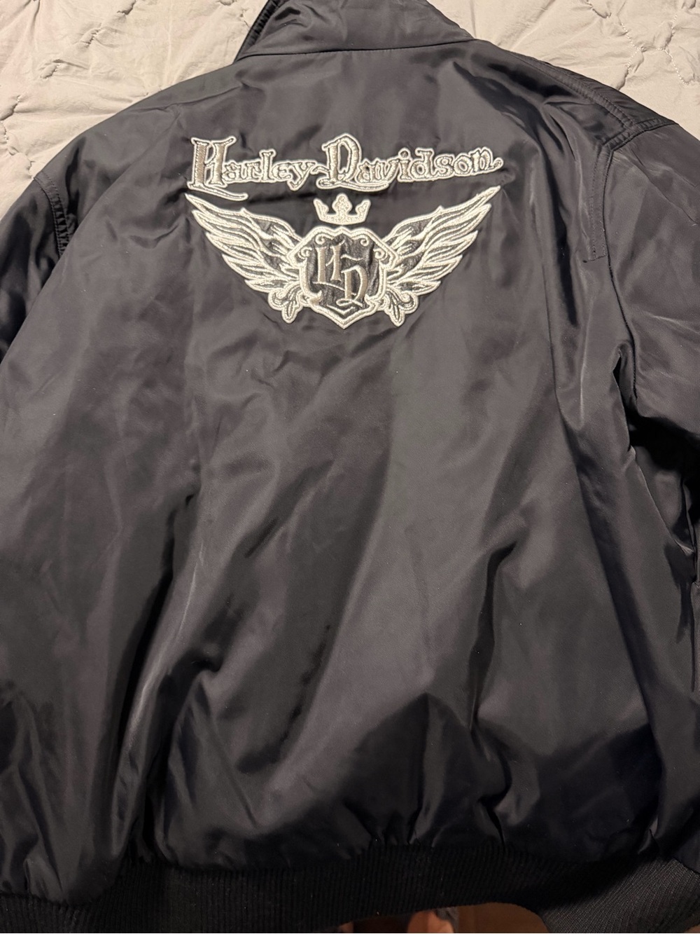 Harley-Davidson Women's Black Embroidered Bomber Jacket
